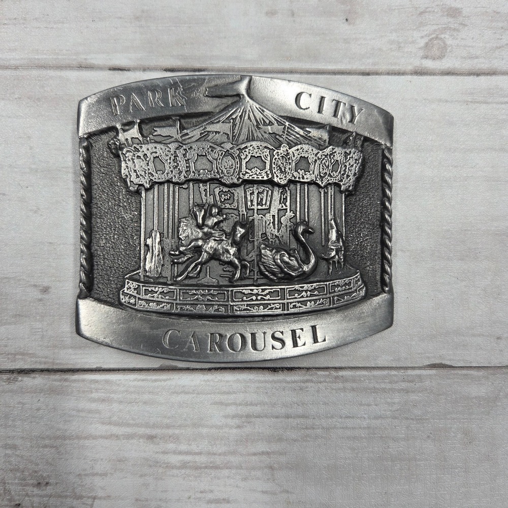 Michael Ricker Park City Carousel Pewter‎ Belt Buckle Limited Edition 1984 VTG